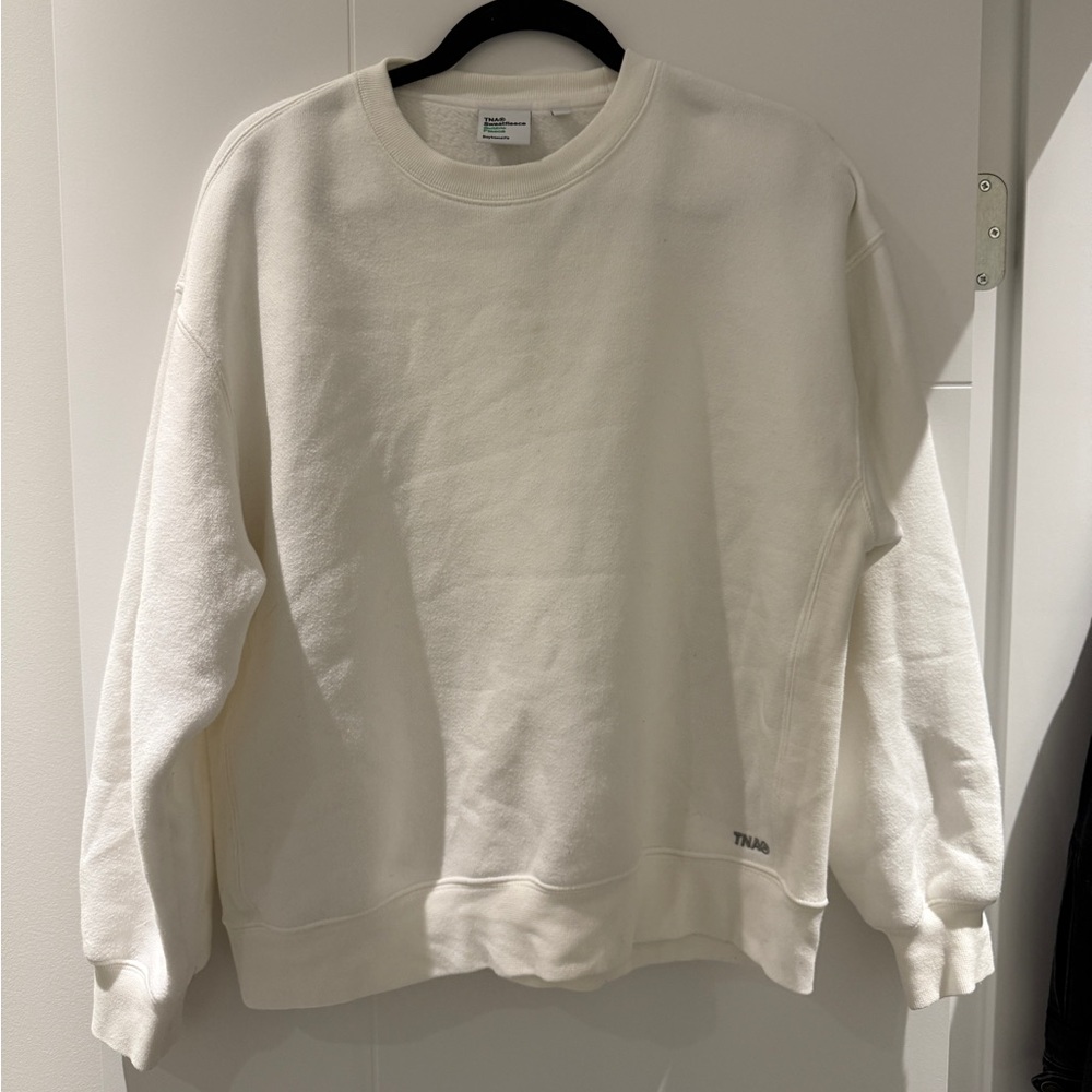 Aritzia TNA Bubble Fleece White Sweatshirt